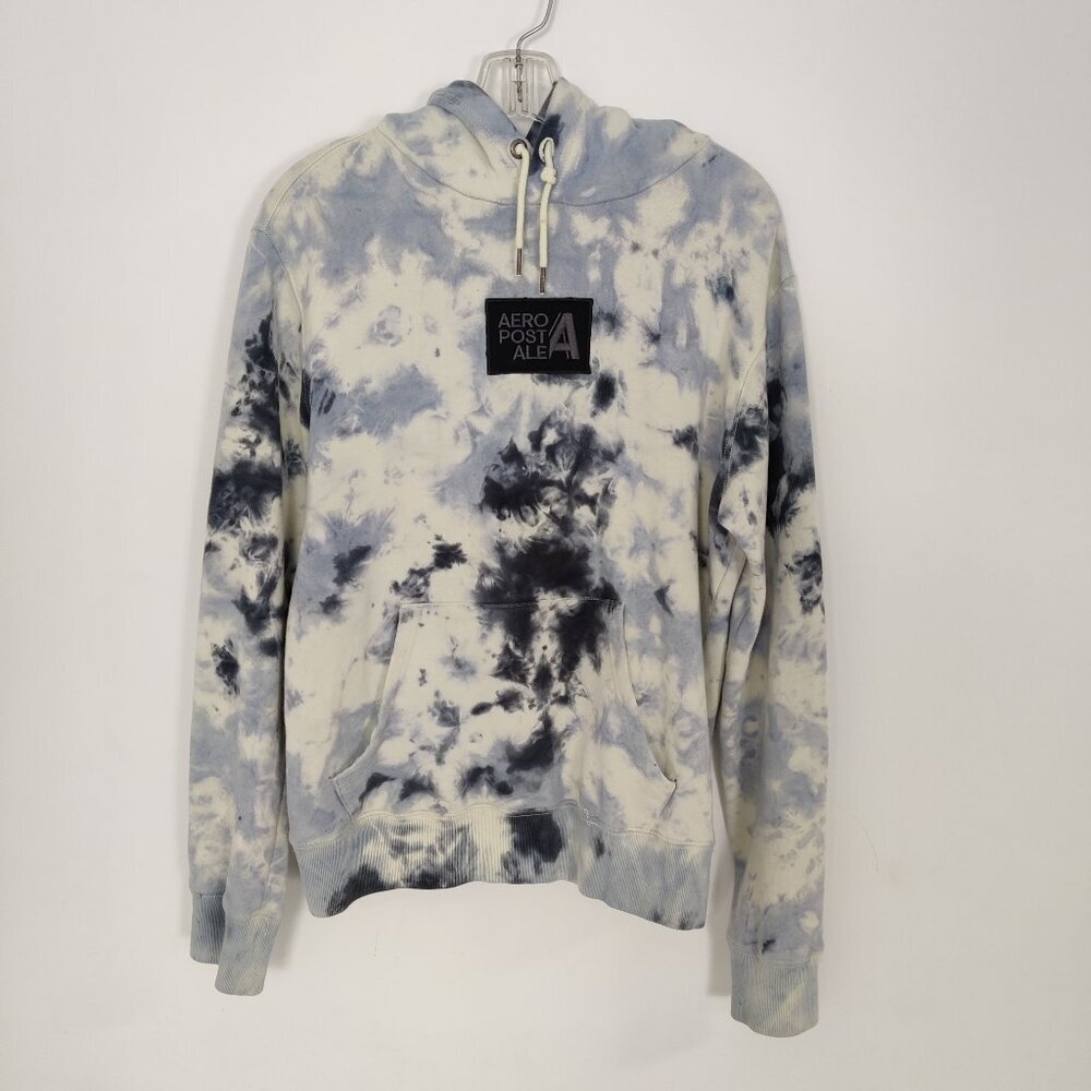 Aeropostale Men's Tie Dye Hoodie Size XS White Navy Cotton Athleisure Activewear